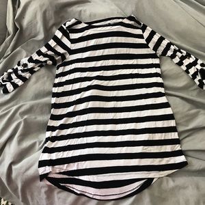 Black and white striped t